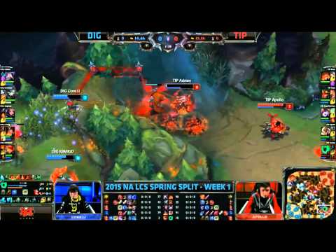 Dignitas Tibbers First Blood Kiwikid - DIG vs TIP Game 1 (NA LCS Spring 2015)