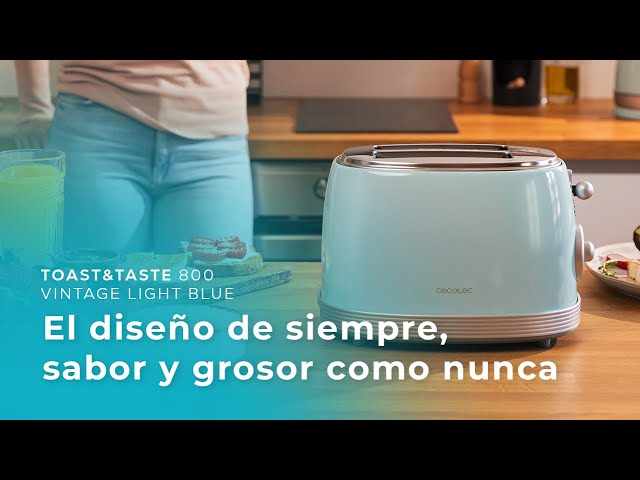 Tostadora Cecotec Vintage 800 Light Blue 2 Scheiben 850 W Doppel-Slot Extra Breit video