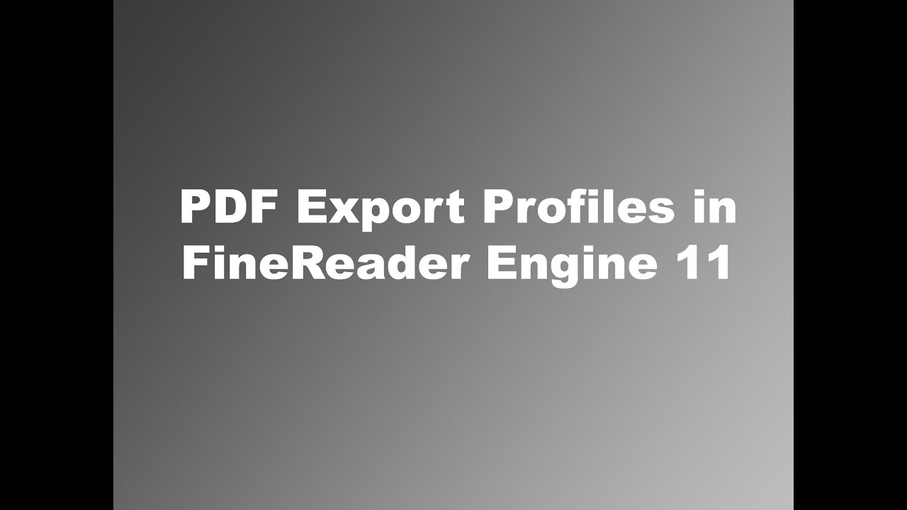 PDF Export Profiles