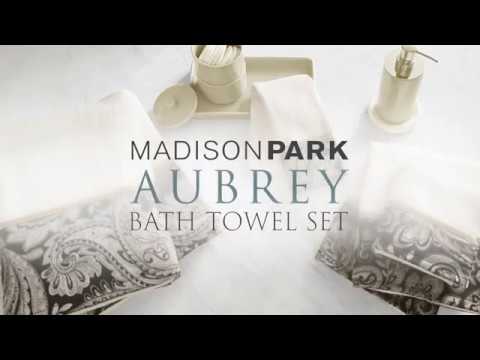 Madison Park Aubrey 100% Cotton Luxurious Bath Towel Set Highly Absorbent,  Quick Dry, Jacquard Paisley Design, Hotel & Spa Quality for Bathroom Decor
