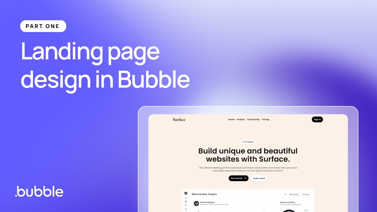 Landing page design in Bubble: (Design course part 1/2)