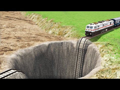 Trains vs Giant Pit – Indian Train Simulator | Indian Railways