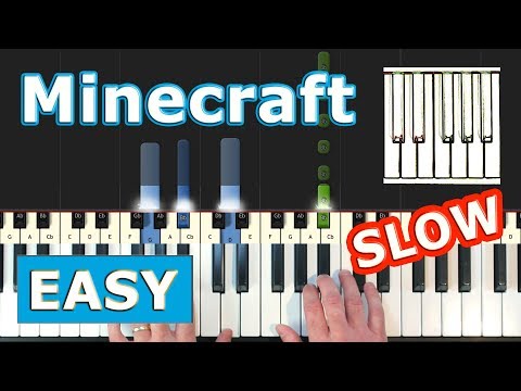 Minecraft Theme Song (Calm) - SLOW Piano Tutorial Easy - Sheet Music (Synthesia)