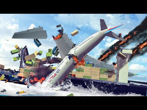 Airplane Crashes Into Big Ship After Engine Exploded - Emergency Landings ! Besiege plane crash
