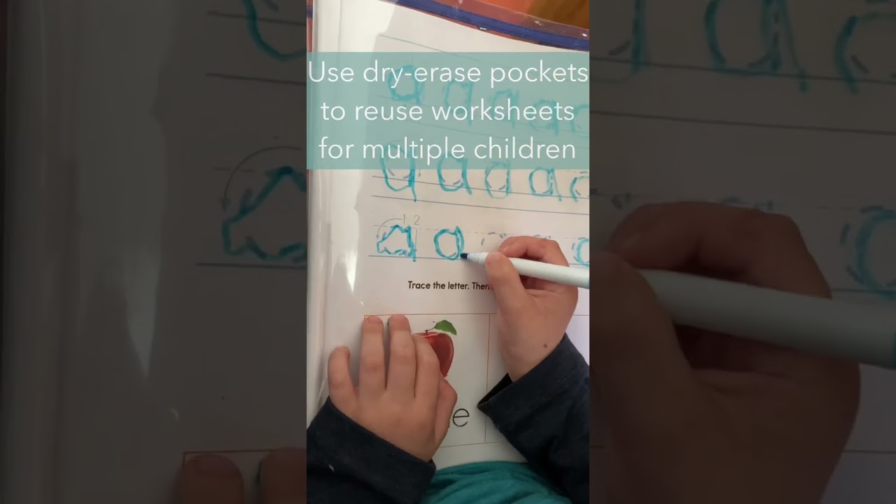 Homeschool tip- Use dry-erase pocket folders to reuse workbooks or sheets for multiple children!
