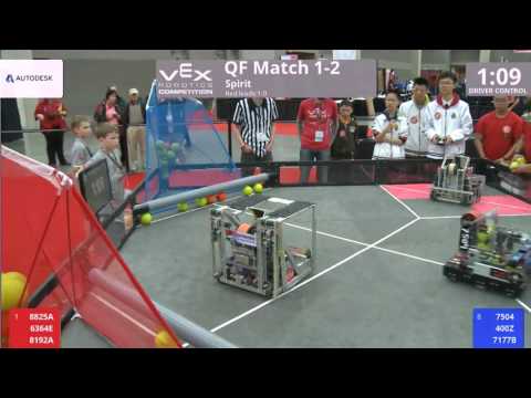 VEX Worlds 2016 - VRC MS Spirit - QF 1-2 (8825A 6364E 8192A) 257 vs 198 (7504 400Z 7177B)