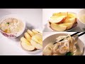 「料理影片」容易咬軟質食：晚餐－南瓜起司湯麵（490大卡）、水果（蘋果）（60大卡），約550大卡 。