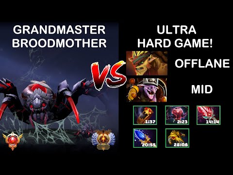 Broodmother VS Mid Timber + BB Offlane - ULTRA HARD GAME (0045) 7.29c