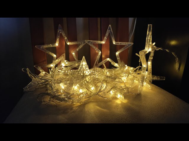 Vídeo relacionado con Sunshine Smile Cadena de luces con estrellas, cortina de luces de Navidad, cortina de luces de estrellas, cadena de luces LED, para compañeros de clase y amigos