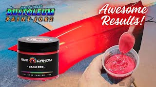 BAKU RED EYE CANDY PEARL PIGMENT OVER APPLE RED AND BLACK RUSTOLEUM