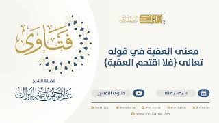 صورة معنى العقبة في قوله تعالى {فلا اقتحم العقبة} - الشيخ عبدالرحمن البراك (9611)