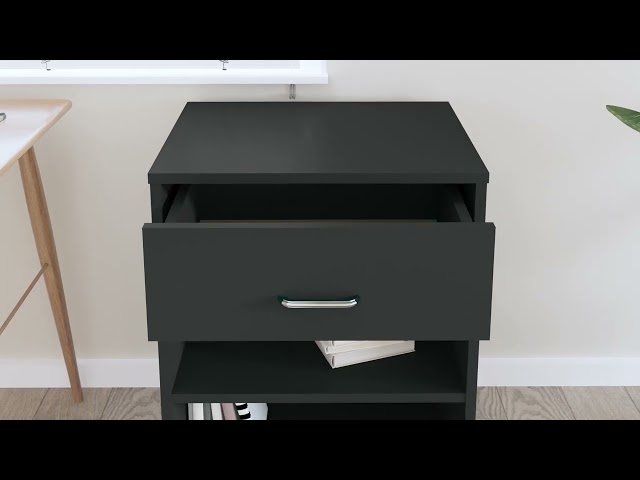 Video teaser for 808468 vidaXL Rolling Cabinet Black 46x36x59 cm Engineered Wood