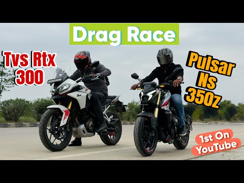 Bajaj Pulsar Ns 350 z Vs Tvs Apache Rtx 300 Drag Race || Rtx 300 Vs Pulsar Ns 300z Drag Race | Revie