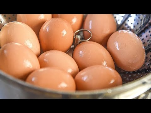 Steamed Hard Boiled Eggs - Perfectly cooked eggs and easy to peel!