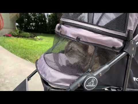 Part of a video titled How to fold up a Roodo pet stroller - YouTube