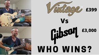 Video thumbnail for Vintage VSA500 (£400) Vs Gibson Figured Series 335 (£3000) by Richards Guitars