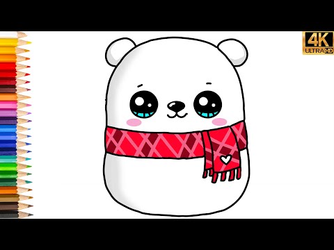 DESSIN D'IMAGE D'UN OURS POLAIRE MIGNON 🐦COMMENT DESSINER UN OURS POLAIRE FACILEMENT 😍