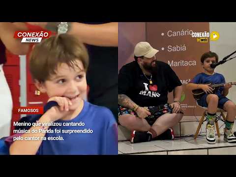 Vídeo: Menino que viralizou cantando música do Panda foi surpreendido pelo cantor na escola.