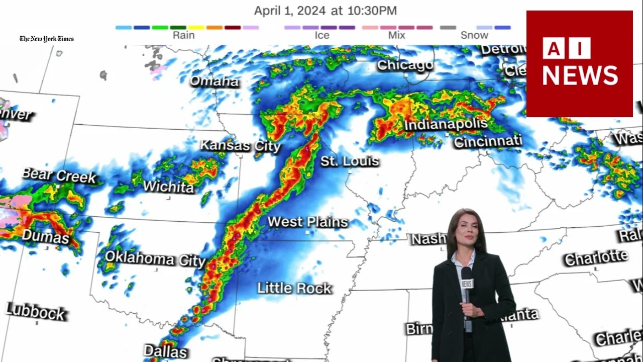 Severe storms lash central and eastern US, dumping rain, softball sized hail and threatening tornado
