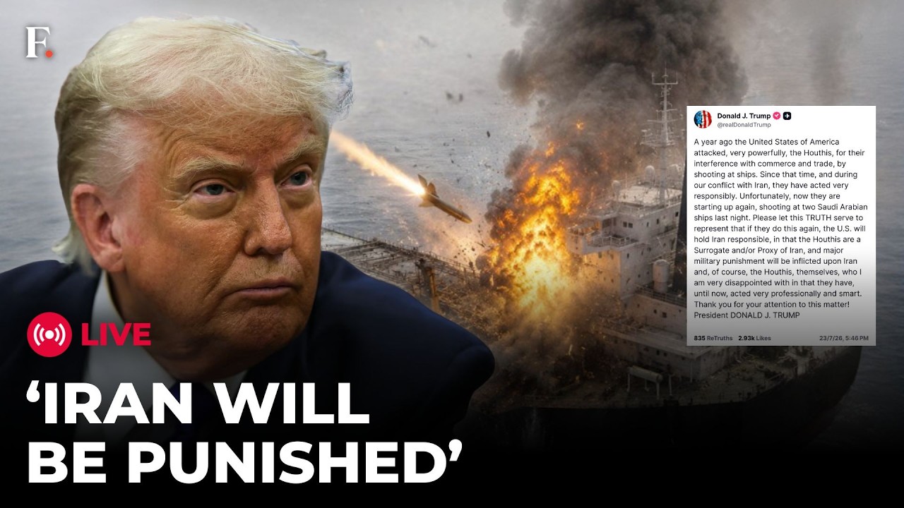 US Iran War LIVE: Trump Vows 'Punishment For Iran' After Houthis Strike Saudi Oil Tankers in Red Sea