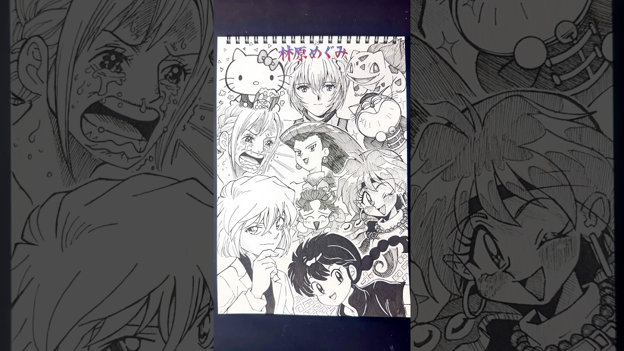 Drawing characters!!🔥(CV: 林原めぐみ)  #林原めぐみ #声優 #一発描き