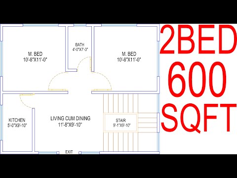 HOUSE PLAN DESIGN | EP 63 | 600 SQUARE FEET 2 BEDROOMS HOUSE PLAN | LAYOUT PLAN