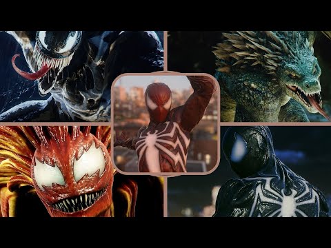 Red Symbiote Suit Carnage vs All Villains Boss Fight ( Ultimate Difficulty ) - Spider-Man 2 PS5 (4K)