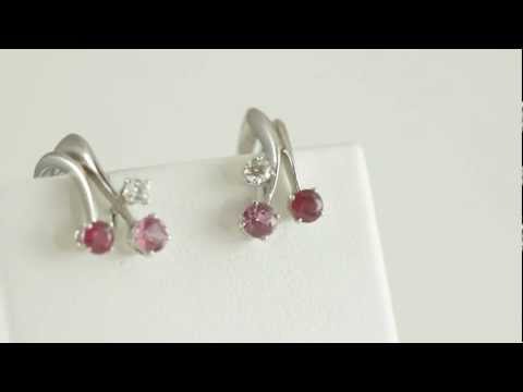 Pravins - Carnival 18ct White Gold Ruby and Diamond Earrings - D738307