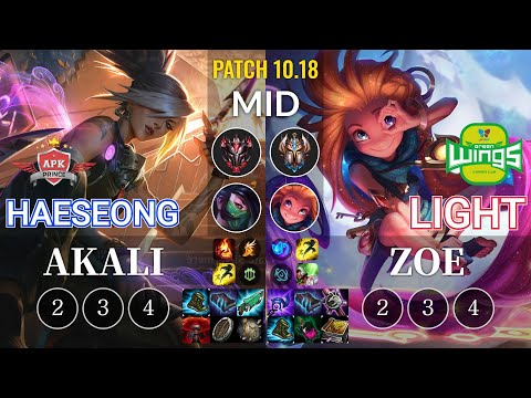 APK HaeSeong Akali vs JAG Light Zoe Mid - KR Patch 10.18