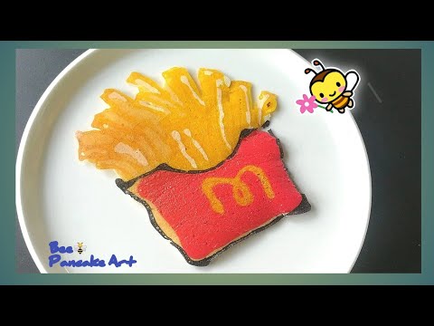 Making McDonald's French Fries.Potato Fries.Pancake Art./Bee Pancake Art