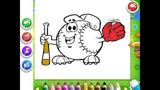 How to Coloring Baseball Equipment | Teach Coloring for Kids and Toddlers Page
