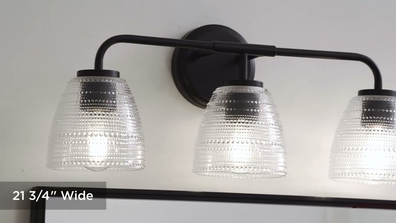 Video 1 Watch A Video About the Possini Euro Sabrina Black and Glass 3 Light Bath Light