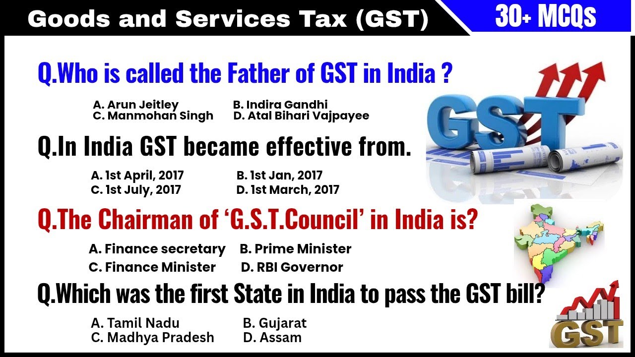 Important goods and services tax mcq || 30+ important gst mcqs
