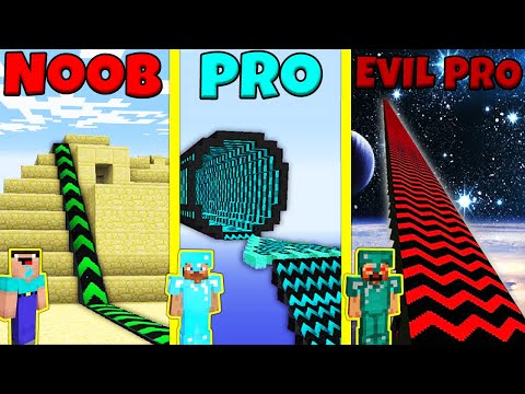 Minecraft Battle: NOOB vs PRO vs EVIL PRO: SPRINGBOARD RAMP BUILD CHALLENGE / Animation