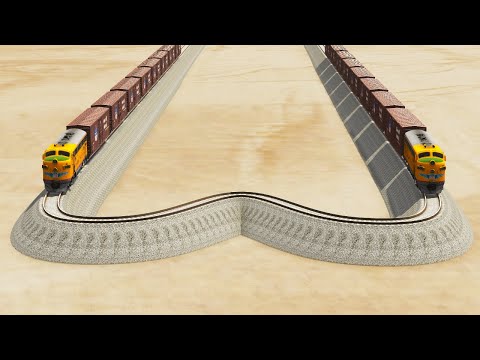 Impossible W Shape Rail Tracks Vs Trains - BeamNG.Drive