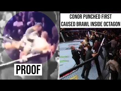 Proof that Conor caused the brawl inside the octagon by punching first