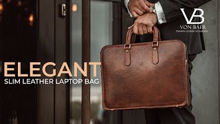 Elegant Slim Leather Laptop Bag — Men's Modern Briefcase by Von Baer review — 12, 13, 14 inches