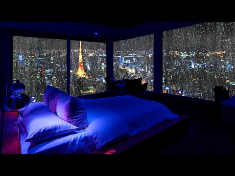 Heavy Rain and Thunder By The Window For Calm And Good Sleep - Cozy Bedroom Ambience