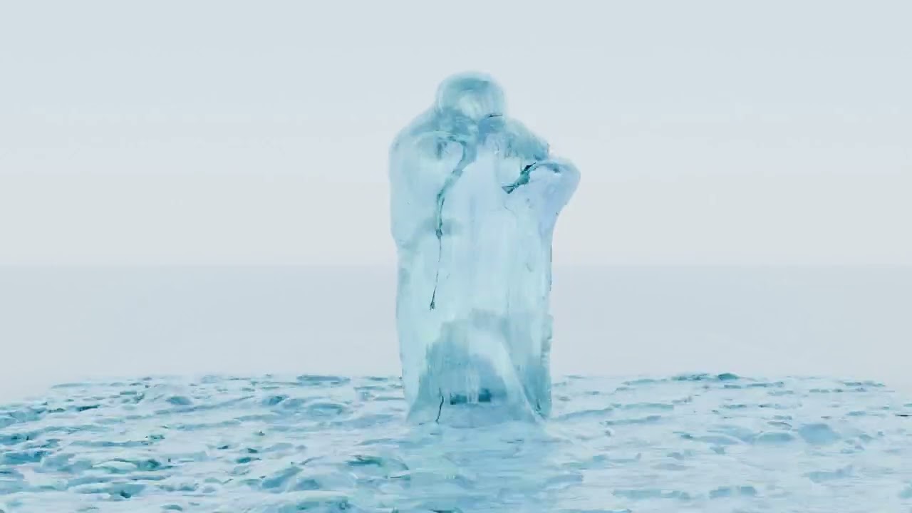 Abstrakte Eisstatue mit verh&uuml;llter Figur 3D Modell