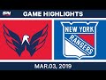 NHL Highlights | Capitals vs. Rangers – Mar 3, 2019