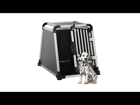 Alu Hundebox Auto für kleinere Hunde Schwarz - Grau - Silber - Metall - 55 x 60 x 77 cm