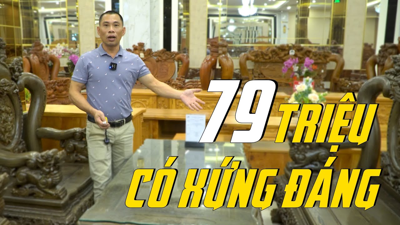 79 triệu Bộ bàn ghế phòng khách Nghê Bảo Đỉnh Cột 12 Chân 14 Gỗ Mun Đuôi Công | Có Xứng đáng