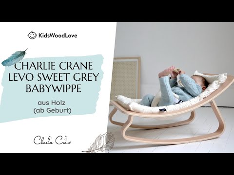Charlie Crane Babywippe aus Holz "Levo Sweet Grey" in grau (ab Geburt) bei KidsWoodLove