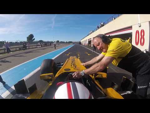Driving a Renault F1 car for the first time at Paul Ricard circuit France 26-10-2017 - Matthew Creed