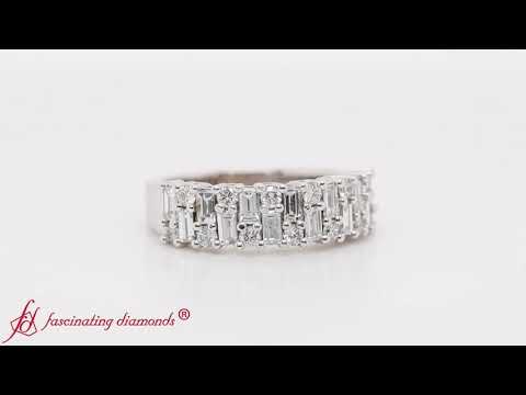 Vintage Baguette Diamond Wedding Band In 14K White Gold
