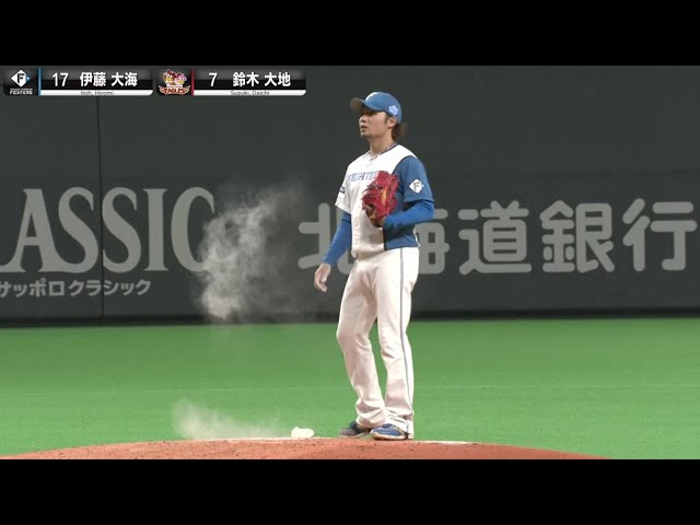 【ロジンおかわり】ファイターズ・伊藤大海『追いロジンもくもく』で大地困惑…