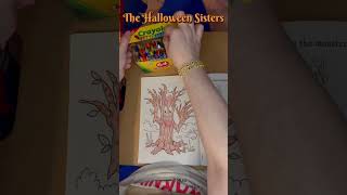 Easy Bold Adult Halloween Coloring Page | Spooky Halloween Tree Coloring Fun