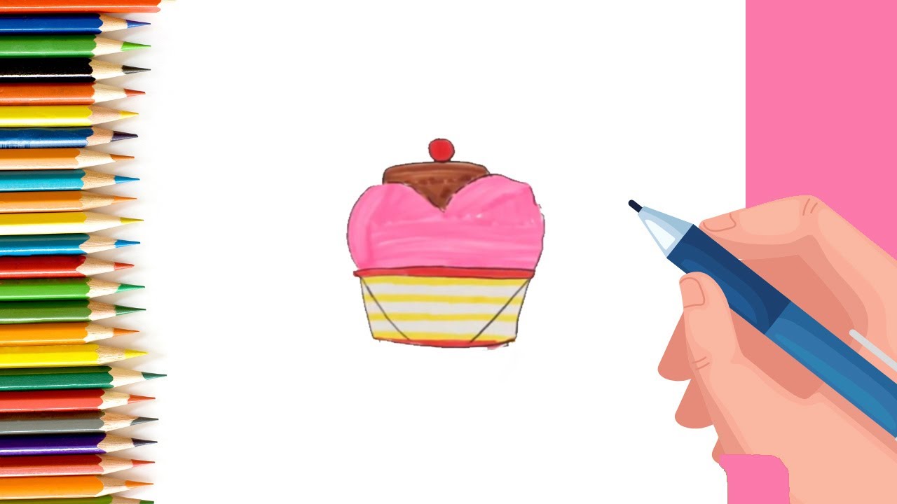 How to draw easy VALENTINE CUPCAKE step by step   #shorts