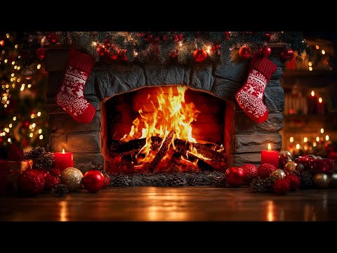 Enchanting Christmas Fireplace 4K | Crackling Fire Sounds for Peaceful Holiday Ambience