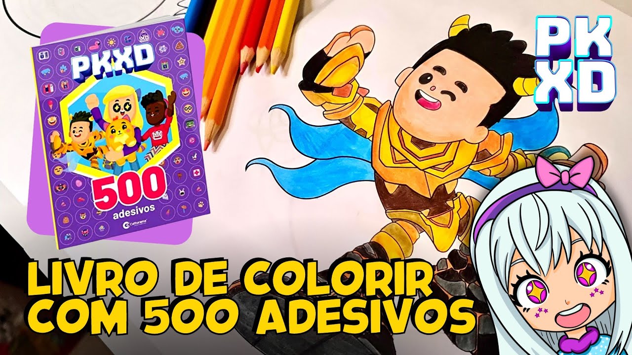 PK XD | Livro para colorir com 500 adesivos do PK XD. Colori o Admin no mundo real